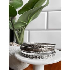 Silver Bangle Bracelet Set